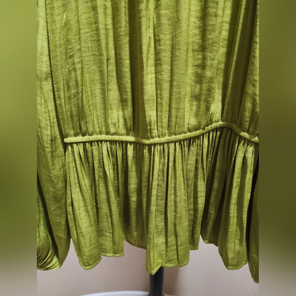 Anthropologie Calligraphie Green Oversized Peasant Peplum Witchy Blouse NWT L - Picture 6 of 7